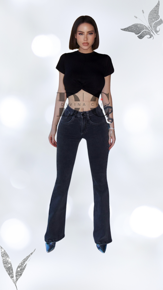 Jeans Flare Grafito Milan Push Up